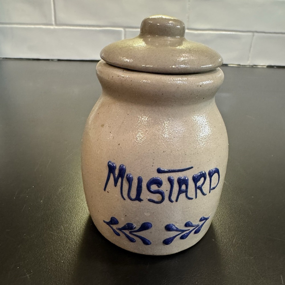 Rare Vintage 1992  Beaumont Brothers Pottery BBP Mustard Jar w Lid Ohio USA BBP